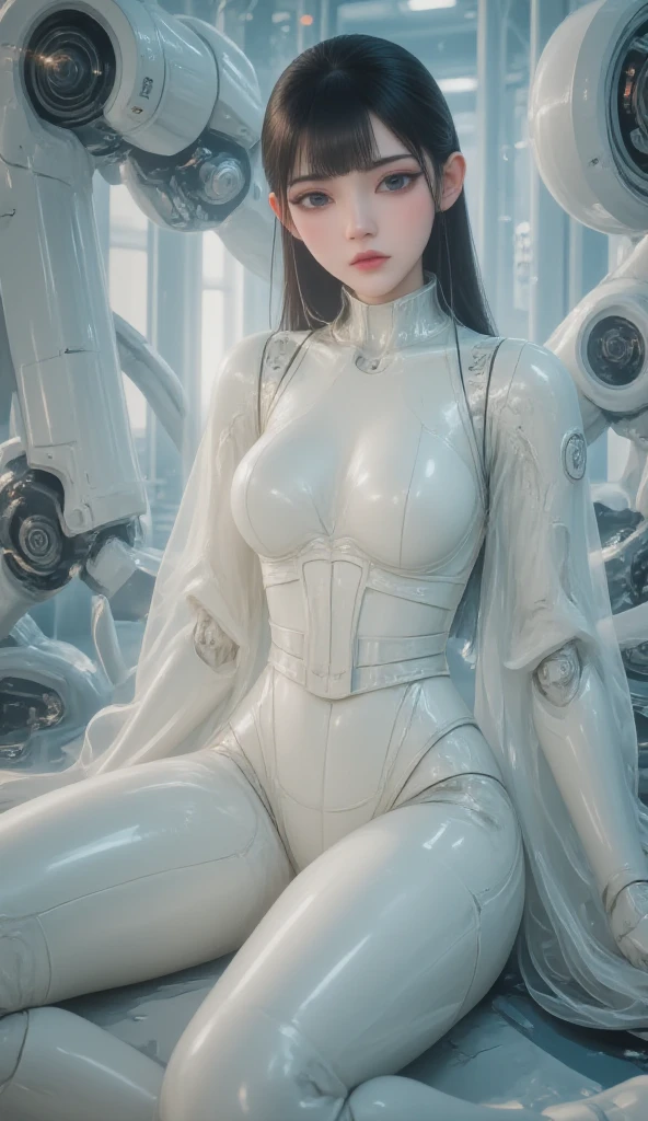 Dystopia, [sci-Fi], High-detail RAW color photos, panoramic, oF (cute Female arterial intelligence, Cybernetic enhancement), indoors, permanent, (Inside the cryogenic chamber, in advanced cyberpunk research Facility), toned physique, (small perky breasts, normal, Big Ass, (Pale skin), (cybernetic implants:1.2), (Enhance), (:1.1), (Delicate skin, diFFused skin pores), Silicone, metal, (Very detailed, Fine details, Wheels within wheels), (lens Flare:0.4), (bloom:0.4), diFFused soFt lighting, Ray Tracing, shallow depth oF Field, (Oliver Waite), Shot with Canon EOS 5D, 90mm Macro Lens, F/8, sharp Focus, Smooth, cinematic Film still From Blade Runner 2049, [Cyberpunk:Diesel Punk:0.25]
