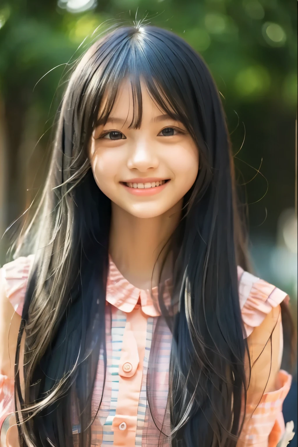 A close up of a young girl with long black hair - SeaArt AI