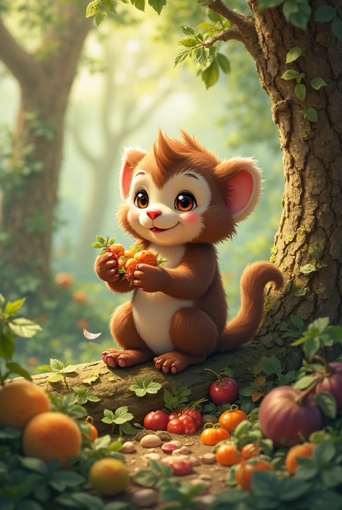 Monkey eating a pig