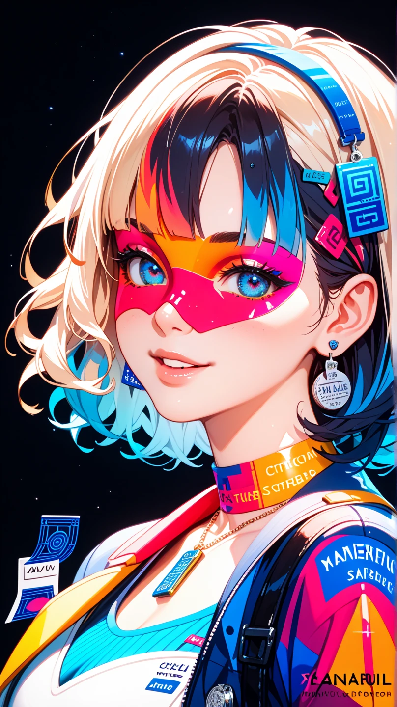 Realistic, (Masterpiece, Top Quality, Best Quality, Official Art, Beauty and Aesthetics: 1.2), Very Detailed, Fractal Art, Colorful, Most Detailed, Zentangle, (Abstract Background: 1.5) (1girl), God, Blonde Hair, Short Hair, (Glowing Blue Eyes), Pectals, Abs, Mysterious, (Magic), Crystal