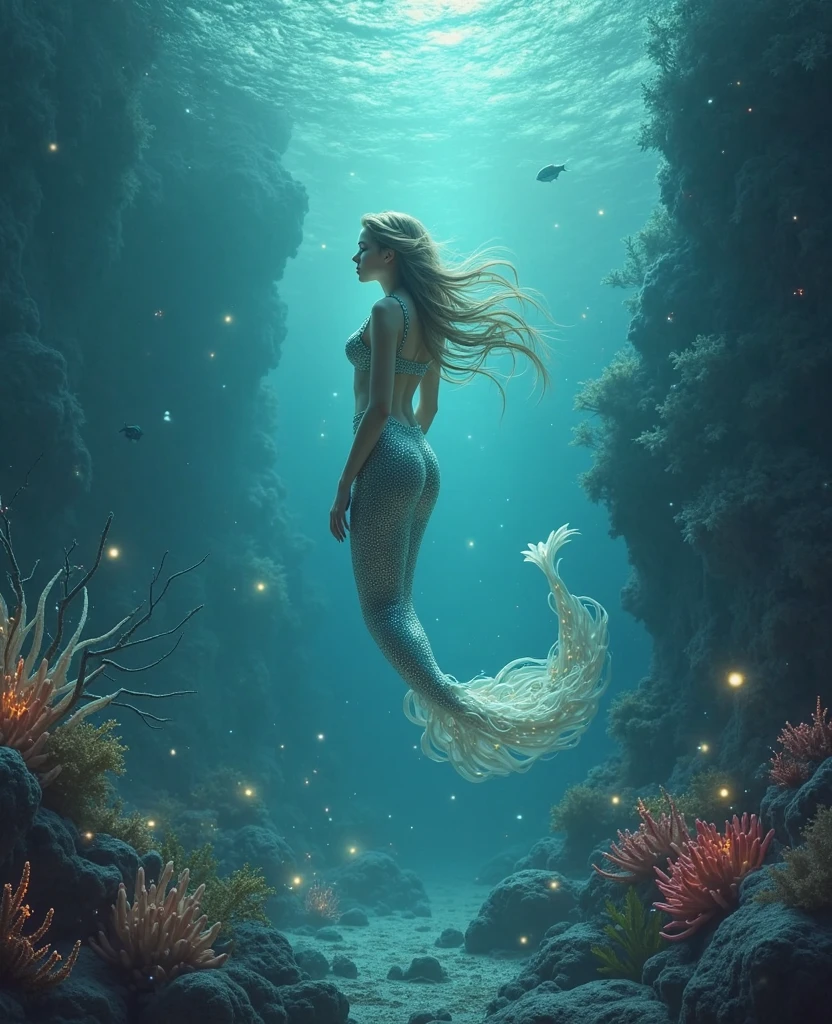 Create a sea art linked to the galaxy bringing elements of the Aquarius sign