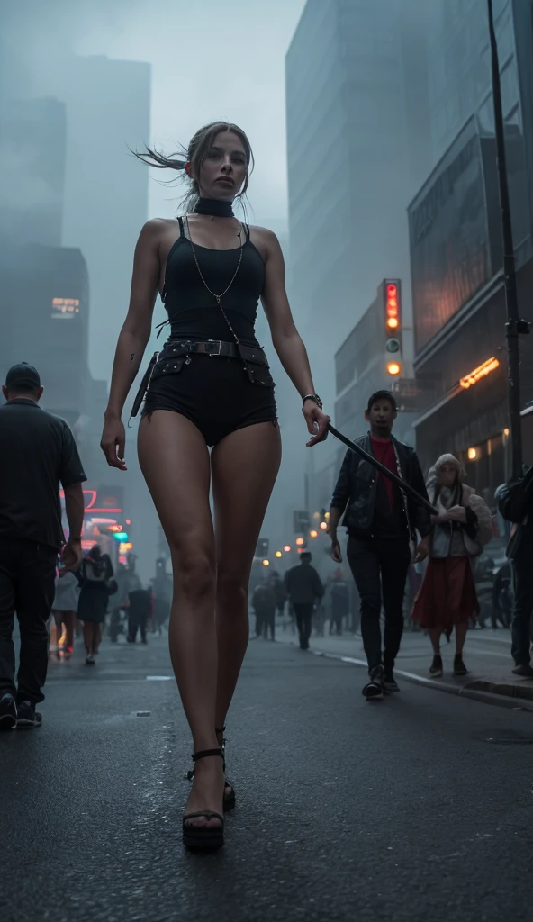 Apocalypse 3D,girl model sexy, day,ruined city,