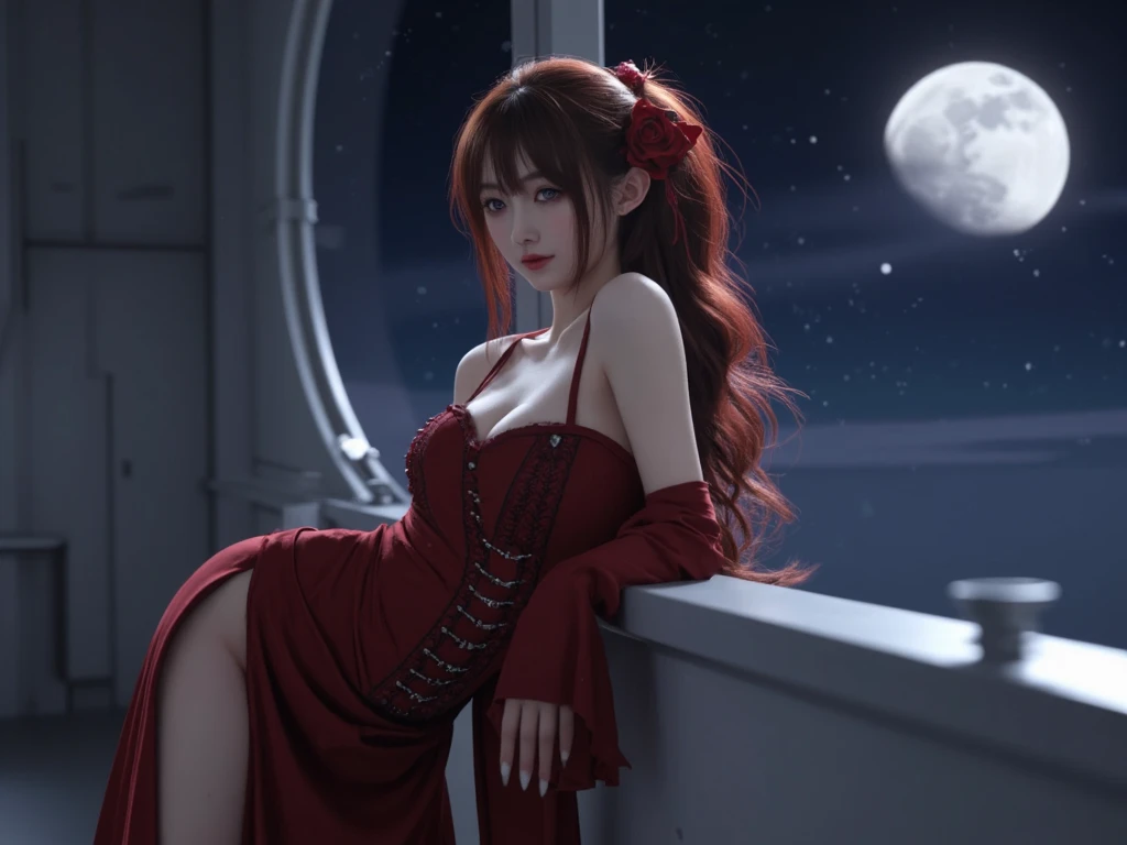 1 fox girl, fox tail, fox ears, very long hair, (seductive smile:1.2), (parted lips:0.8), cute,
bare shoulders, bare arms, armpit, (collarbone:0.7), large breasts, (underboob:0.9), sideboob, thighs,
(sideless:1.1), vietnamese yellow dress,
(leaning back:1.1), (crossed legs:1.1), on vietnamese boat, night,
sharp focus, looking at viewer, from side, (from below:0.8), dutch angle,
(light red theme:1.2), (light red tone:1.1), (orange tone:0.9), illustration, (anime coloring:1.1),
(masterpiece:1.3), (best quality:1.5), newest, (intricate details:1.2), ai-generated,