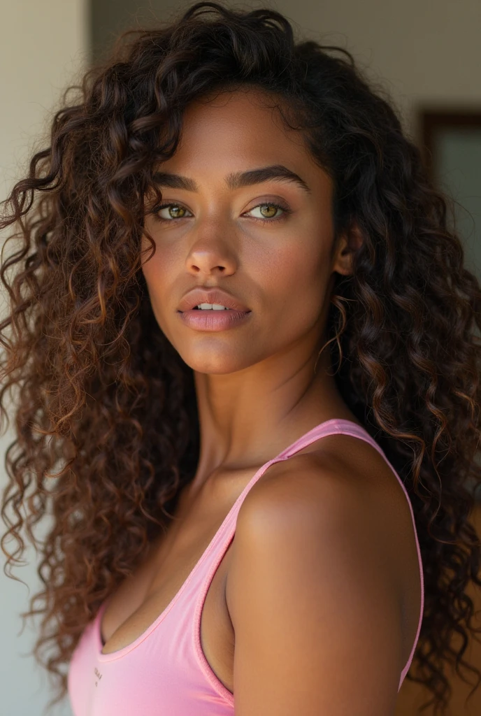 Masterpiece. Best quality, brown-skinned young woman with green eyes and curly hair posing for a picture, soft portrait shot 8 k, beautiful young girl, beautiful portrait image, photo of a beautiful woman, perfect face and eyes, gorgeous face portrait, beautiful young woman, beautiful portrait photo, beautiful model girl, extremely beautiful face, very beautiful young woman, beautiful girl model, beautiful portrait lighting 8k uhd, dslr, high quality, film grain, fujifilm xt3