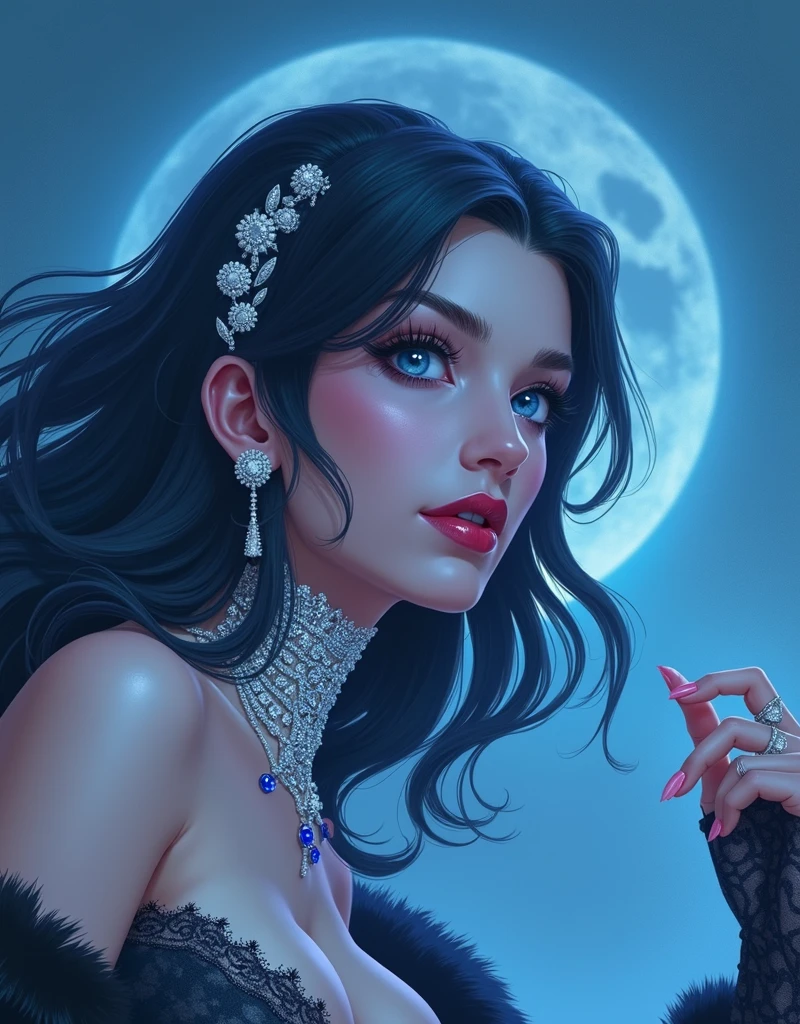 Kylie jenner, lycanthrophe, sexy, beautiful detailed eyes, beautiful detailed lips, extremely detailed face, long eyelashes, elegant pose, sensual expression, alluring look, werewolf features, dark fantasy, chiaroscuro lighting, moody atmosphere, cinematic composition, digital art, hyperrealistic, 8k, photorealistic, dramatic lighting, vivid colors, dramatic shadows, mystique, ethereal, elegant, refined