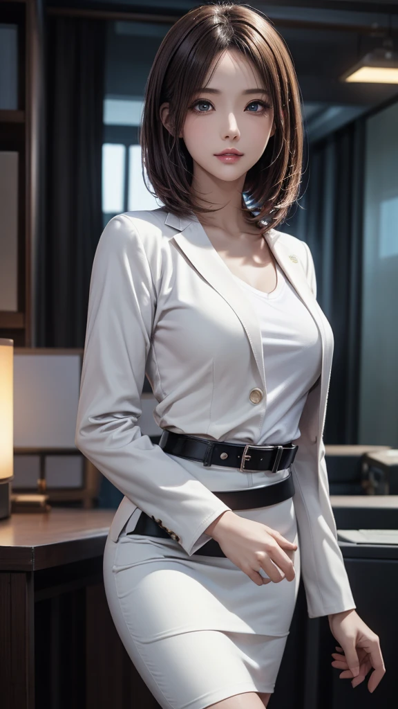 (dramatic angle)(Ultra high definition)(masterpiece)(Textured skin)(Very detailed)(high quality)(最high quality)(First Person View)(16k )Office Lady,1 person,Cute woman,,Black Hair,smile,short hair,Glasses,nude