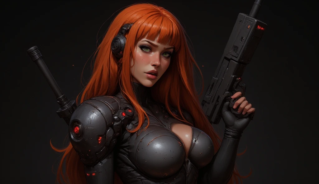 photo of Scarlet Johansson's Black Widow (sexy, big boobs) from Marvel, biomechanical, complex robot, full growth, hyperrealistic, insane small details, extremely clean lines, cyberpunk aesthetic, masterpiece featured on Zbrush Central