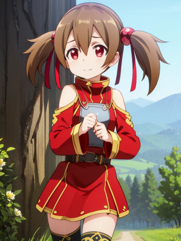 masterpiece, best quality, highres,1girl,petite,brown hair , <lora:Silica_SAO:0.7>,Silica_SAO,forest,blush,dynamic pose,stylish angle,knife,smile
