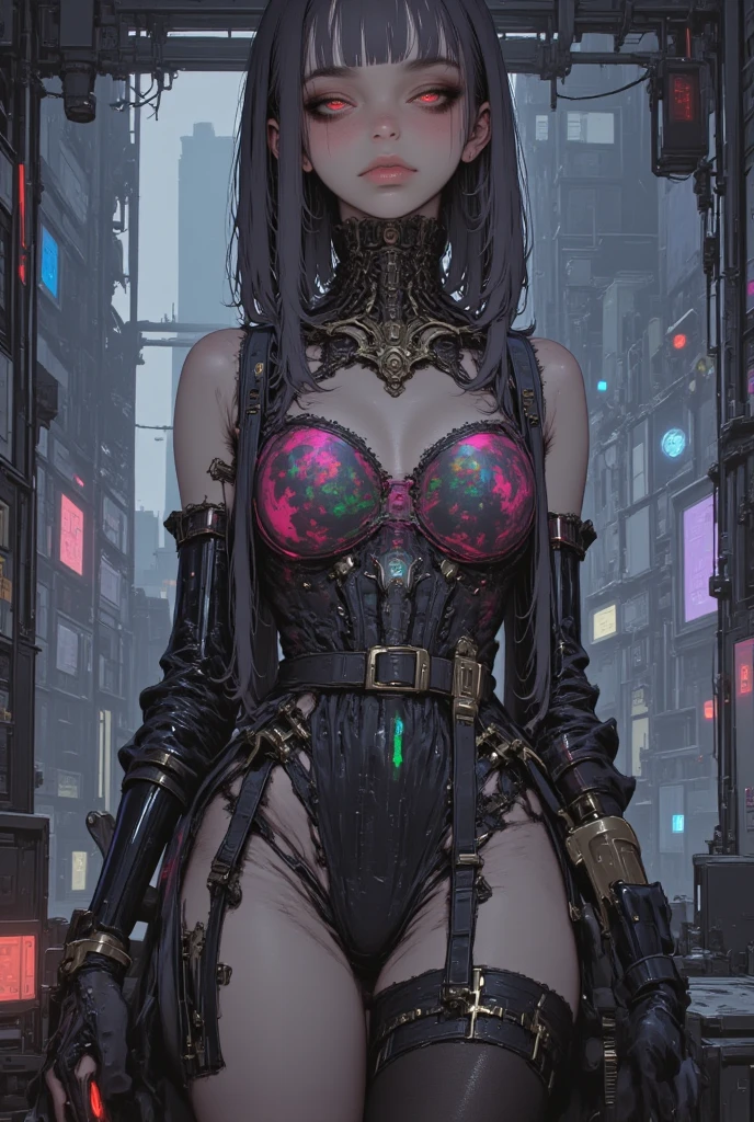 ((Best Quality)), ((Masterpiece)), (Very detailed:1.3), 3D, Beautiful (Cyberpunk:1.3) Female hacker, thick hair, revealing clothes, operating computer terminals, computer servers, LCD screens, fiber optic cables, corporate logos, HDR (High Dynamic Range), ray tracing, NVIDIA RTX, Super Resolution, Unreal 5, Subsurface scattering, PBR textures, Post processing, Anisotropic filtering, Depth of field, Maximum sharpness and sharpness, Multi-layer textures, Albedo and specular mapping, surface shading, accurate simulation of light-material interactions, perfect proportions, octane rendering, duotone lighting, low ISO, white balance, rule of thirds, wide aperture, 8K RAW, high efficiency sub-pixels, subpixel convolution, luminous particles,