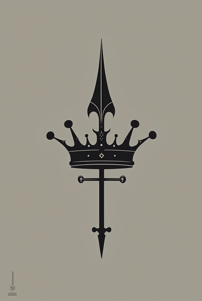 Metallic crown with red lining on top of two intersecting halberds