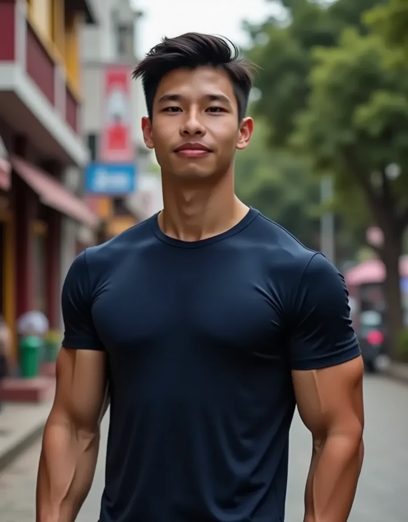 1 man, handsome ,smile showing teeth, (Fitted round neck t-shirt. , gray shirt only ,Short sleeve shirt), black sweatpants, Korean guy, chest muscles, large arm muscles, blood vessel, Big muscles, Broad shoulders, looking at the audience, Balancing the eyes, (in modern house:1.3)1 man, handsome , (Fitted round neck t-shirt. , black shirt only ,Short sleeve shirt), black sweatpants, Korean guy, chest muscles, large arm muscles, blood vessel, Big muscles, Broad shoulders, looking at the audience, Balancing the eyes, (in modern house:1.3)