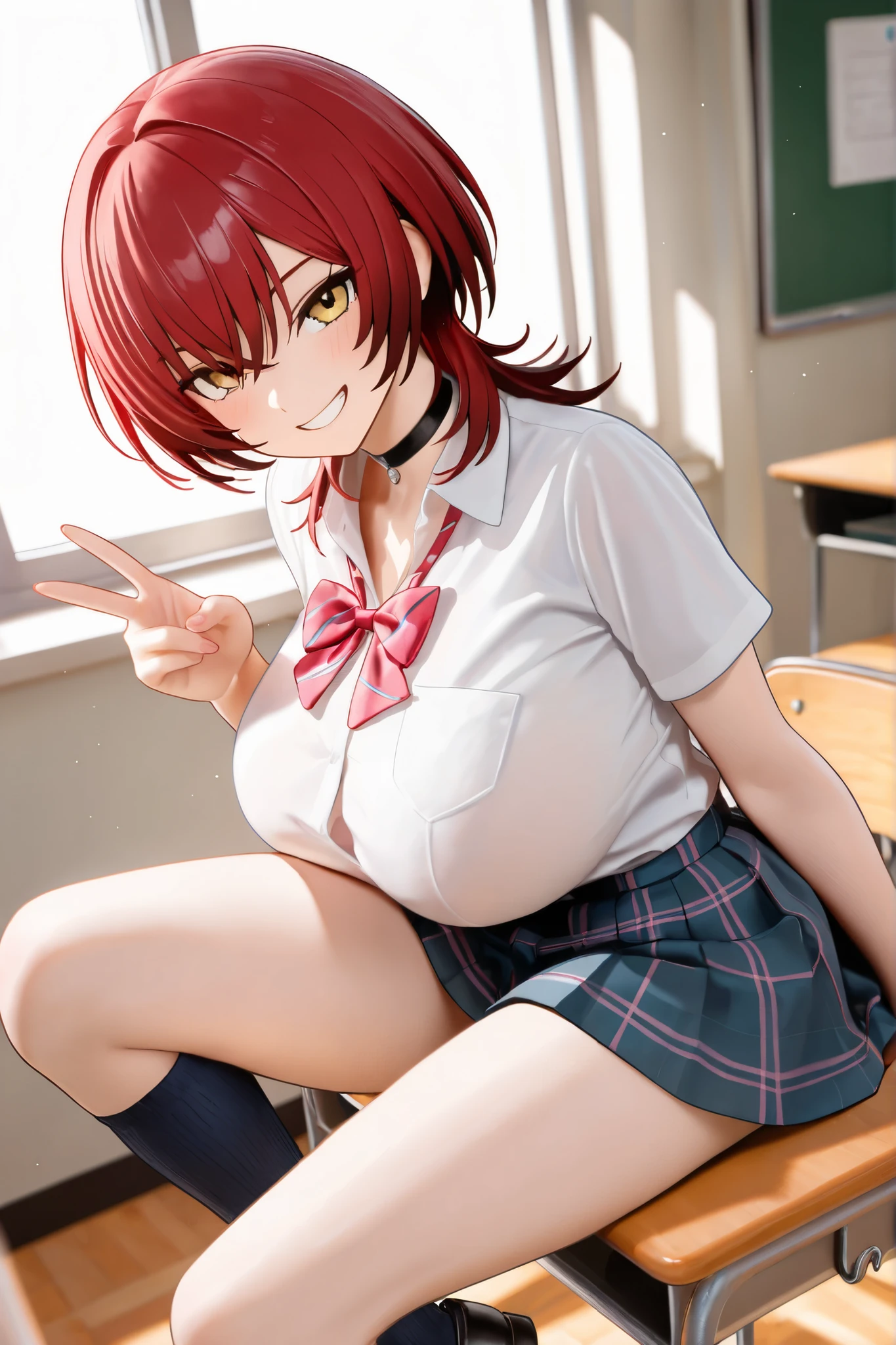 best quality, masterpiece, extremely detailed CG, official art , professional lighting, sakimiyairuka, one side up, green scrunchie, hair ornament, red hair, green eyes, perfect face, gleaming skin, groin,(leotard), locker room