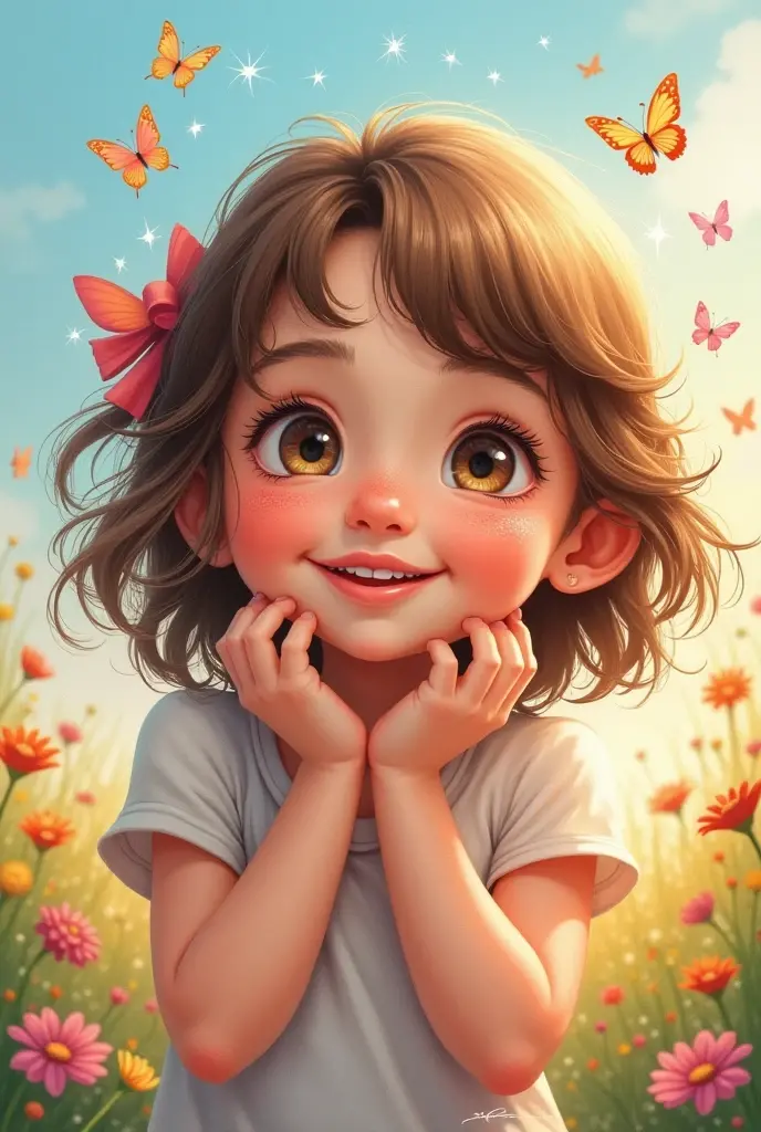 Cute girl with various emotions 