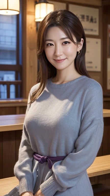 32k，extreme quality，super high quality，very detailed，Super detailed，professional photography，Upper body，Backlight，fantastic lighting，fantastic lighting，1 person，27 year old female，landscape，smile，Big breasts that are about to burst、Please look into the camera，focus the eyes，well-proportioned waist，light blue V-neck knit，beautiful hair，((very detailed肌の詳細)), ((very detailed目の詳細))