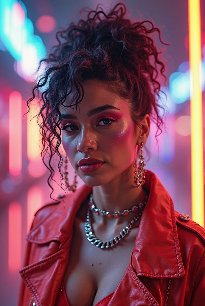 Pop music album cover with female R&b artist, female, sassy,Hispanic/ Black, 30 years young, perfect face, sassy, bossy, sexual 