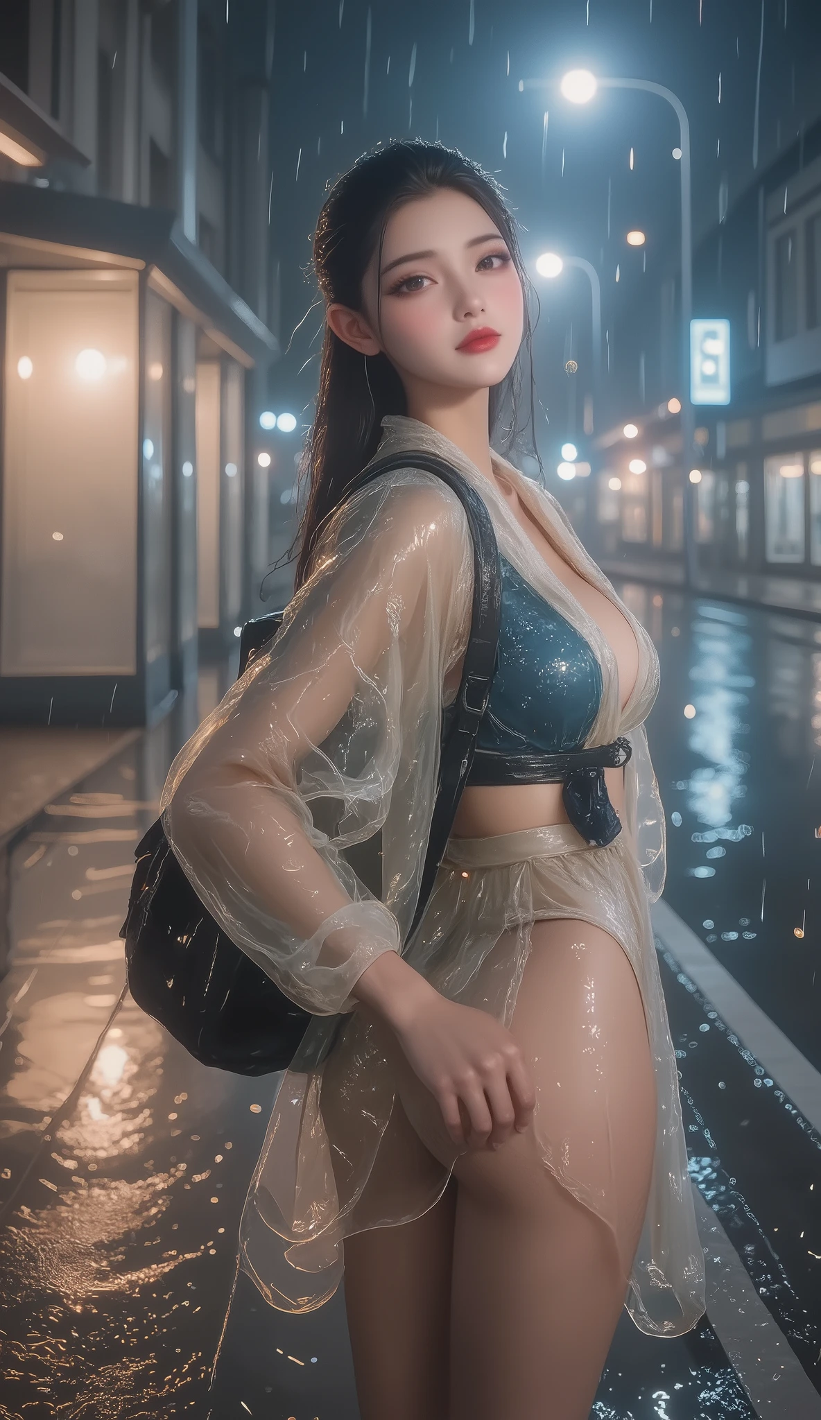 8k, best quality, ultra high res, (photo realistic:1.4), (Japanese famous actress:1.2), very beautiful, kawaii, professional photograph, an extremely delicate and beautiful, extremely detailed, extremely detailed beautiful girl, extremely detailed face, extremely detailed eyes, extremely detailed skin, extremely detailed fingers, extremely detailed nose, extremely detailed mouth, perfect anatomy, realistic body, fair skin, shiny skin, slender body, good figure, looking at viewer, (blond hair:1.2), (very short hair:1.2), flat chest, (tanned skin:1.5), black gal, dynamic lighting, (Wet Rain, Wet Body: 1.5), hoodie, (houses stand vertically on top of each other, forming a dense canyon, like kowloon city :1.4), (hard rain:1.4), (splashing:1.3), (hood up1.2),