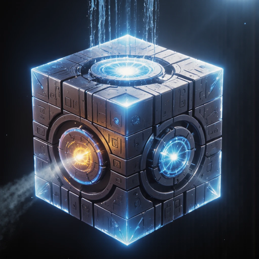 Make the cube more in the design aswell, but add runes and the name Rifted, blue color