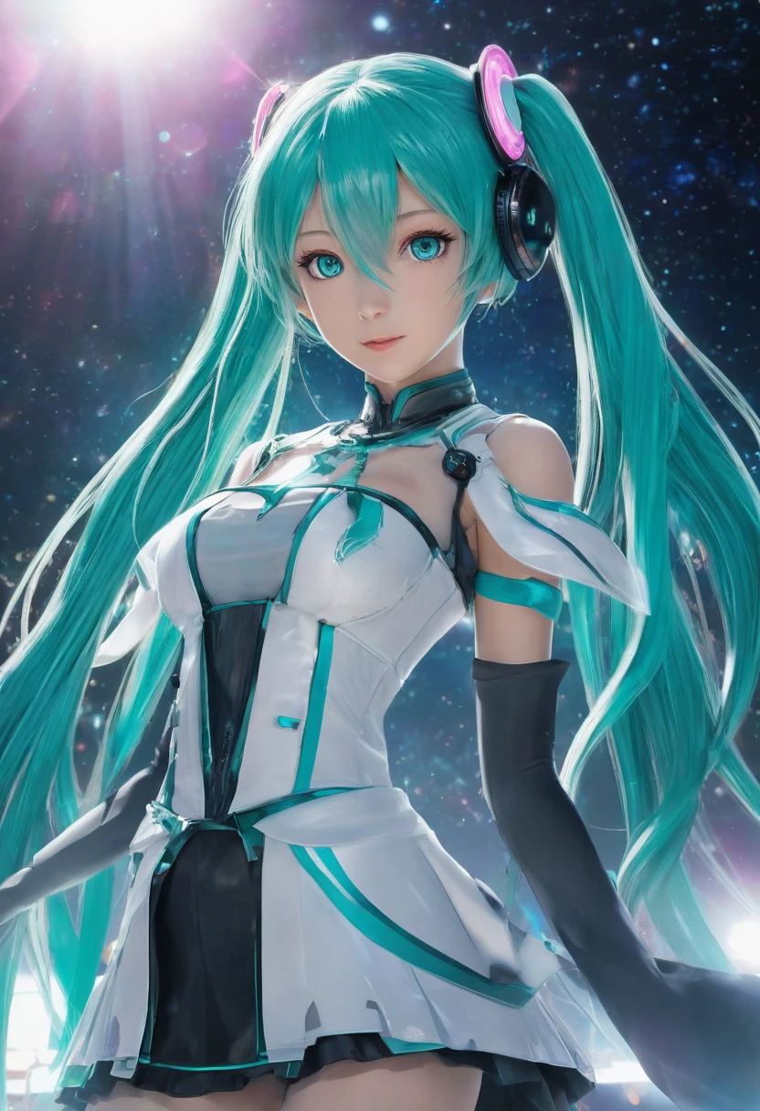 Hatsune Miku, makoto shinkai, ross tran, cosmic, intricate detail, cinematic, 8k, cel shaded, unreal engine, featured on artstation, pixiv