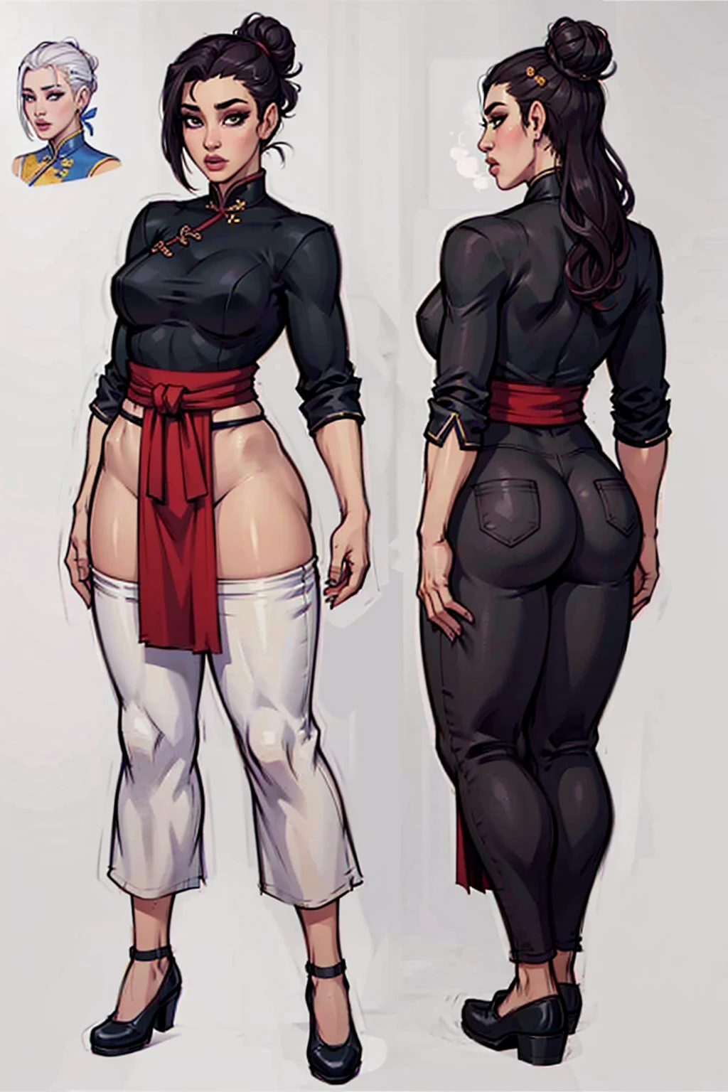 make a pretty lineart of a very pretty woman with a curvy body (big ass and big tits) Milf, seduction, underwear in cartoon style; Sketchbook
