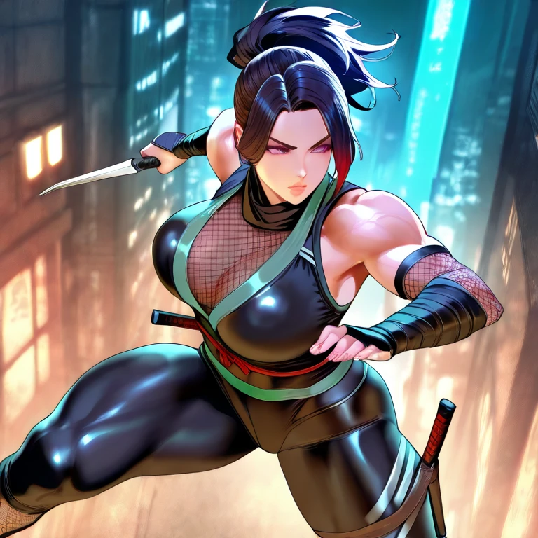 ((ultra quality)), ((masterpiece)), male shinobi, (retro wave style), (neon), ((black short men&#39;s hair, has a beard)), (Beautiful face), ((sexy facial expression)), looks at the camera, (skin color white), ((dark brown eyes)), (juicy female lips), (dark makeup, dark eyeliner, dark lipstick), (beautiful female hands), ((ideal female figure)), men&#39;s average figure, ((subtle and beautiful)), epically worth it, (cyber ninja clothing, brown cape on top) background: hidden leaf village, ((depth of field)), ((high quality clear image)), (clear details), ((high detail)), realistically, professional photo session, ((clear focus)), anime
