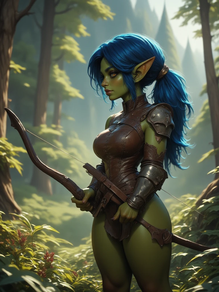 (Masterpiece, highly detailed, highly quality, highly resolutions), conjoined_dicephalus, two heads, BREAK nightelf, angry, clenched teeth, glowing eyes, blue eyes, Purple Hair, colored skin, mature female, purple midriff, navel, purple spike shoulder pad, platinum trim, green leaves, jewelry, looking at viewer, forest, night, bare shoulders, spring season,