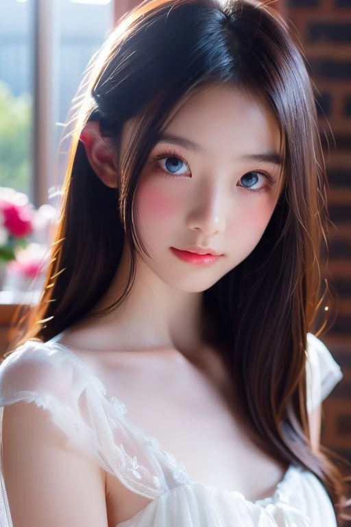 highest quality,Photo quality,Ultra-high resolution,Professional Lighting,23 years old,Beautiful face like an actress,Korean idol costumes,Nipple 1.2