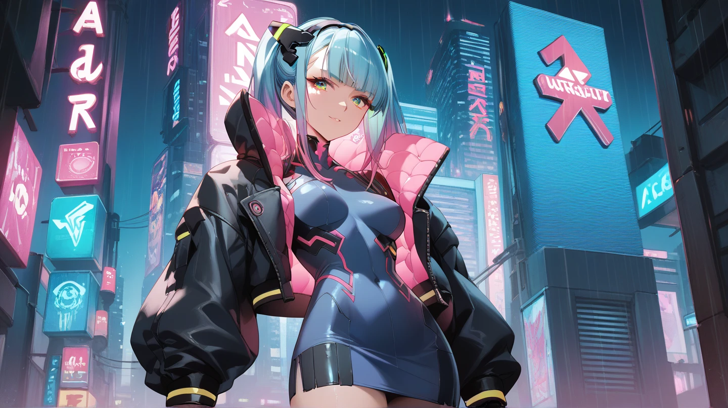 Highest quality, masterpiece, Ultra-high resolution,A woman standing on top of a building overlooking the city at night,Neon Town, cyber punk vibe, cyber punk art style, cyber punk vibes, digital cyber punk - anime art, cyber punk themed art, cyber punk anime art, digital cyber punk anime art, in cyber punk style, cyber punk artstyle, has cyber punk style, anime cyber punk art, in cyber punk city, cyber punk art, cyber punk))), cyber punk style, style of cyber punk