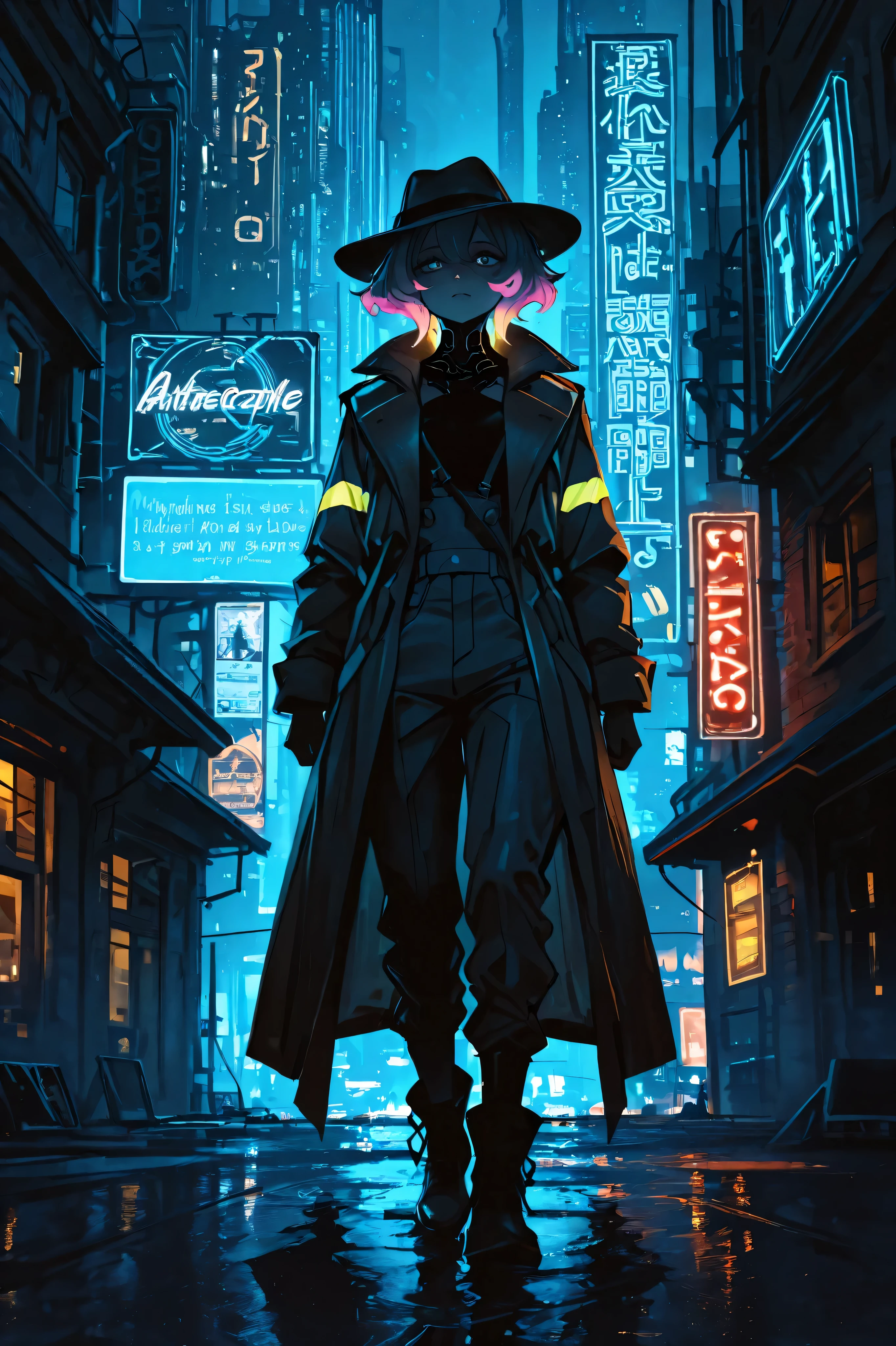 a poster for a dystpoian cyberpunk movie with the headline "BLADERUNNERS"