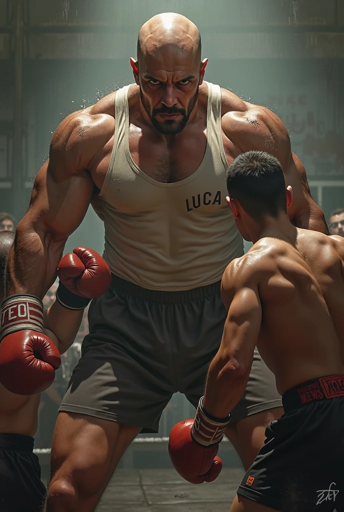 Our hero's name is Jane, a giant tall boxer 3.Fights with a 50 cm tall 90 kg man