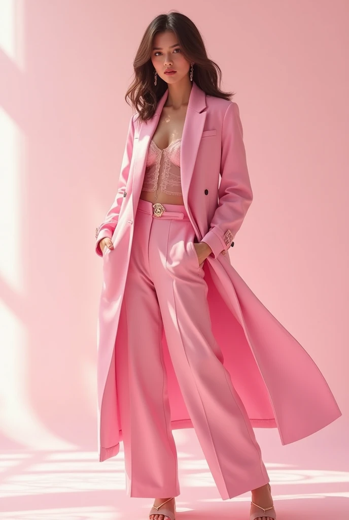 Create a fashion poster for the brand N'Lin, showcasing its chic and trendy style. The poster should appeal to young women aged 25-30, highlighting the brand's focus on fashionable and contemporary designs. Use a sleek and modern aesthetic with high-quality visuals that exude sophistication and style. Incorporate elements like bold typography, elegant models, and a clean layout that reflects the brand's identity as a leader in high-end fashion for young, stylish women. The overall design should convey a sense of exclusivity, confidence, and cutting-edge fashion.
