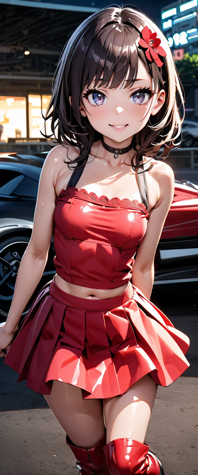 1girll，beautiful vintage color，Instagram，RAW photos，best qualtiy，tmasterpiece：1.2），（realisticlying，Photorealistic:1.3),(Sharp focus:1.2)Black hair, Very long hair,Bare thighs Thick thighs, Large breasts, Muscular, Leggings, vests, ​, Toned body，eBlue eyes，beauitful face，Perfect litthing，beatiful detailed eyes，stunningly beautiful woman，detailed hairstyles，detailed back ground， 超A high resolution, Depth of field, color difference, Caustics, Broad lighting, Nature Kpop idol，tmasterpiece，Best quality，((best qualtiy)).3D, hdr（HighDynamicRange）,Ray traching,NVIDIA RTX,Hyper-Resolution,Subsurface scattering、PBR Texture、post-proces、Anisotropy Filtering、depth of fields、maximum definition and sharpness、Many-Layer Textures、Albedo e mapas Speculares、Surface coloring、perfectly proportions、rendering by octane、Two-colored light、largeaperture、Low ISO、White balance、the rule of thirds、8K raw data，Purple lace vest，Rose red lace transparent raised briefs (Extremely long hair), Solo, (Topless), White vest only，Fair skin, rosy and radiant skin, raised