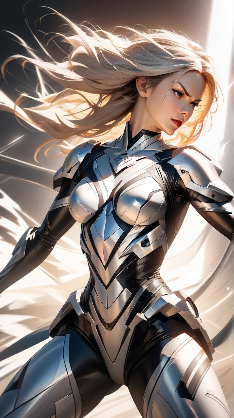 Female Heroes, hero suit, No exposure, full body image , heroic pose, no background , ホワイトタイガースーツ,