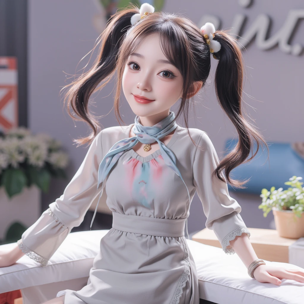 Drawing of a girl with ponytail and a wet white dress, cute 3d rendering, cute detailed digital art, mini cute girl, cute digital painting, 3d rendering stylized, cute digital art, cute rendering 3d anime girl, little curve loli, cute! C4D, a single character full body, standing on a white base