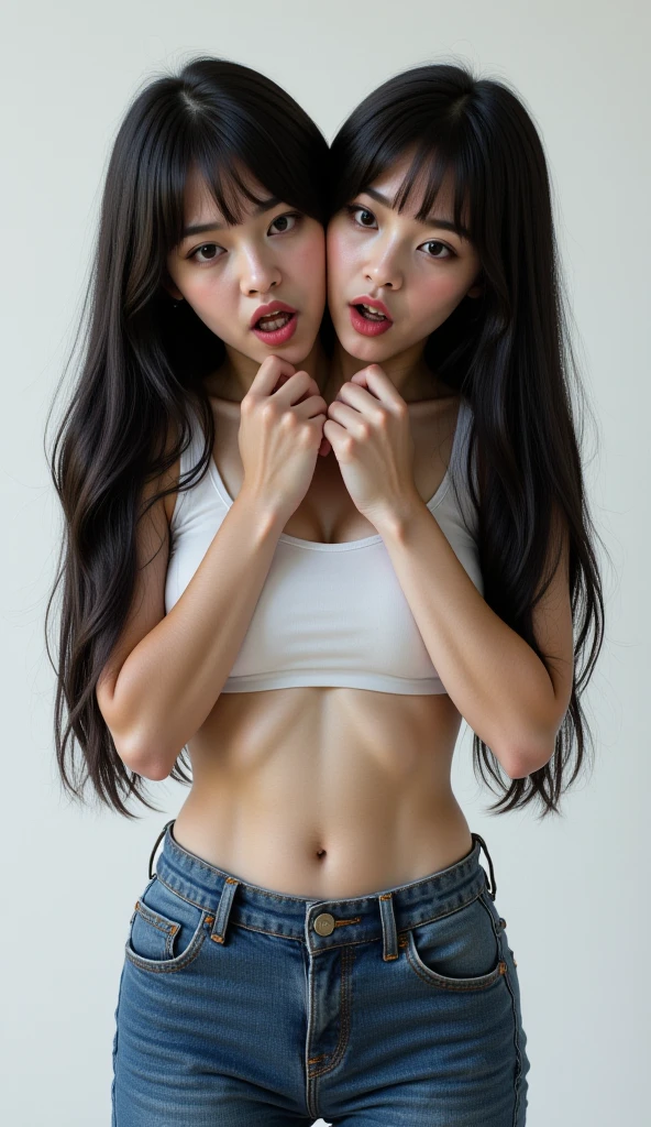 Top quality, high definition photo, masterpiece, mature Japan super beauty, elegant, elegant, elegant, long black hair, big brown moist watery eyes, crying laughter, tearing, crying, writhing, (axillary hair: 1.4), (pubic hair: 1.4), arm raising, armpits, torn dirty bra, half-undressed ripped dirty shorts, shame, exposure, pubic hair protruding from shorts, hemp rope, Japan bondage, binding, restraint, collar, shackles, hand chains, abs, muscular, athlete, sweat, nasty libido, flushed cheeks, pure white beautiful skin, red wet lips, white teeth, long tongue, armpit odor, sweat, creepy lighting, dark hot spring