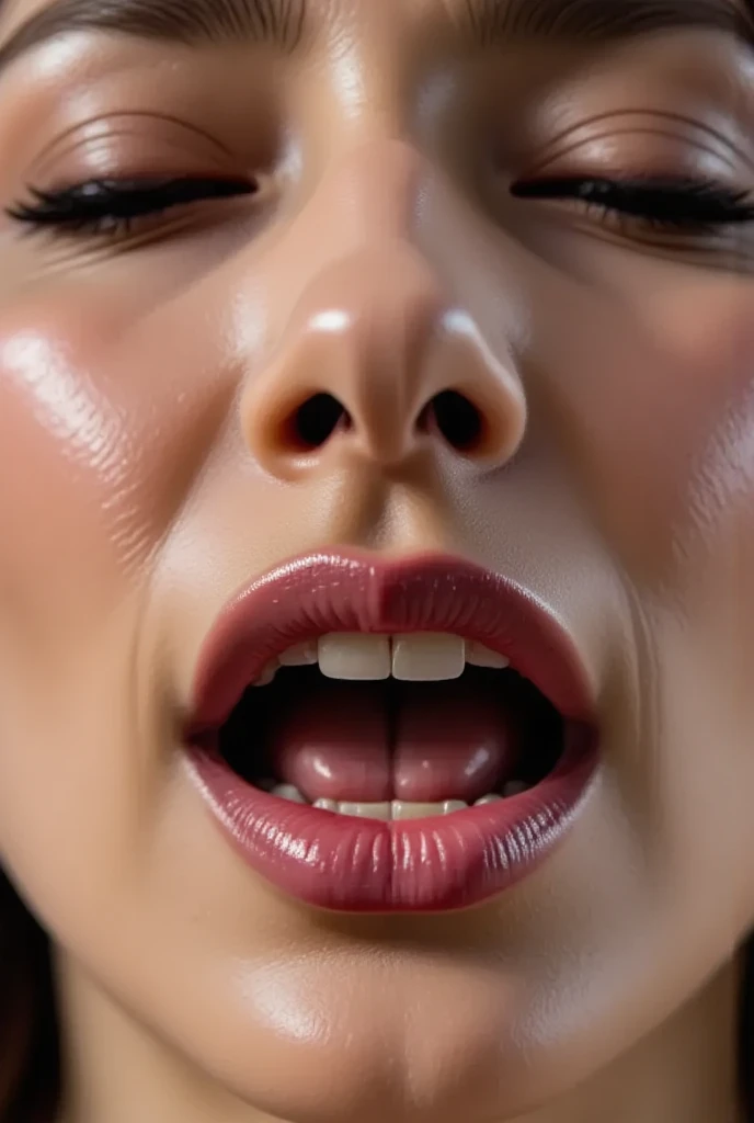 (( I looked through my peephole    ))  close-up  、((    intense  while enduring suffering  , ))、 close-up of a beautiful model's nose with her eyes half closed  、 Focus on the nose ,   Focus on the nose    、((    Nose hair growing in the nasal cavity      ,     please show me my nostrils from below     ))Prominent nose、   can you see holes in your nose     ,    Soft hair that shines with backlight    ,Sweaty skin, Super wet skin、     white skin,   close your eyes 、   please open your mouth wide    ,grimace, pain, scream, frown, retina,    very well detailed  ,    high detail ((  半分 close your eyes た  ))    Angelina Jolie    ,((      Mature Woman   ))   beautiful skin , (( head back break screaming  )) Nogizaka46 girl    ,(Plea:1.8) Performance