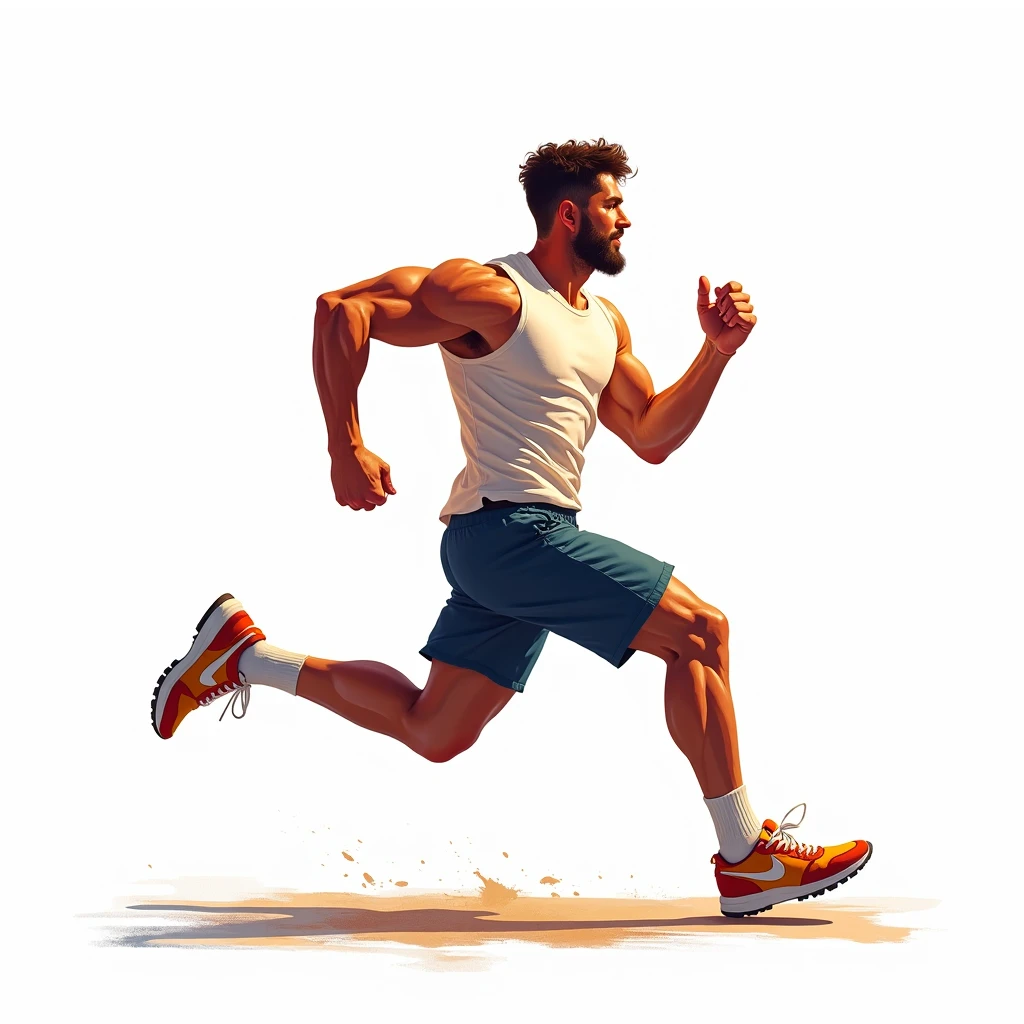 A realistic person running