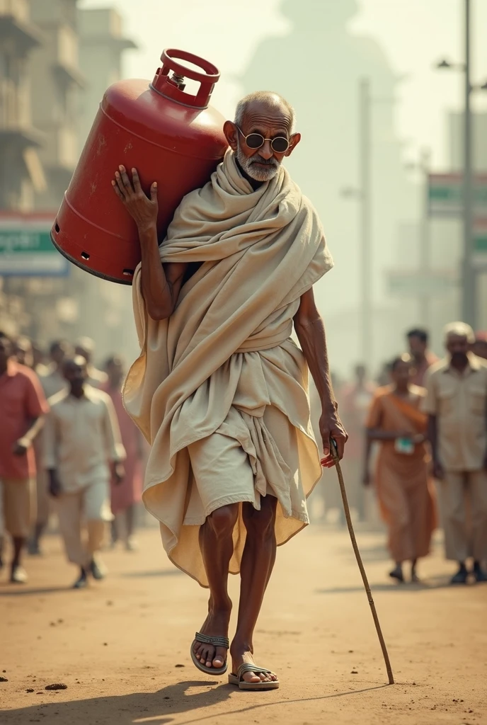 Create an indian male image holding 20 lt water jar