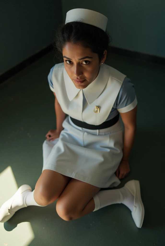 Raw photo , 1 girl ,Wearing white frock and color tie, white shoes ,sri lanka teen school girl, with plait , sexy pose, professional photographer, masterpiece, ultra-realistic 8k, perfect artwork, intrincate details, cute face, award winning photograph, (Best quality, 8k, 32k, Masterpiece, UHD:1.3) ,