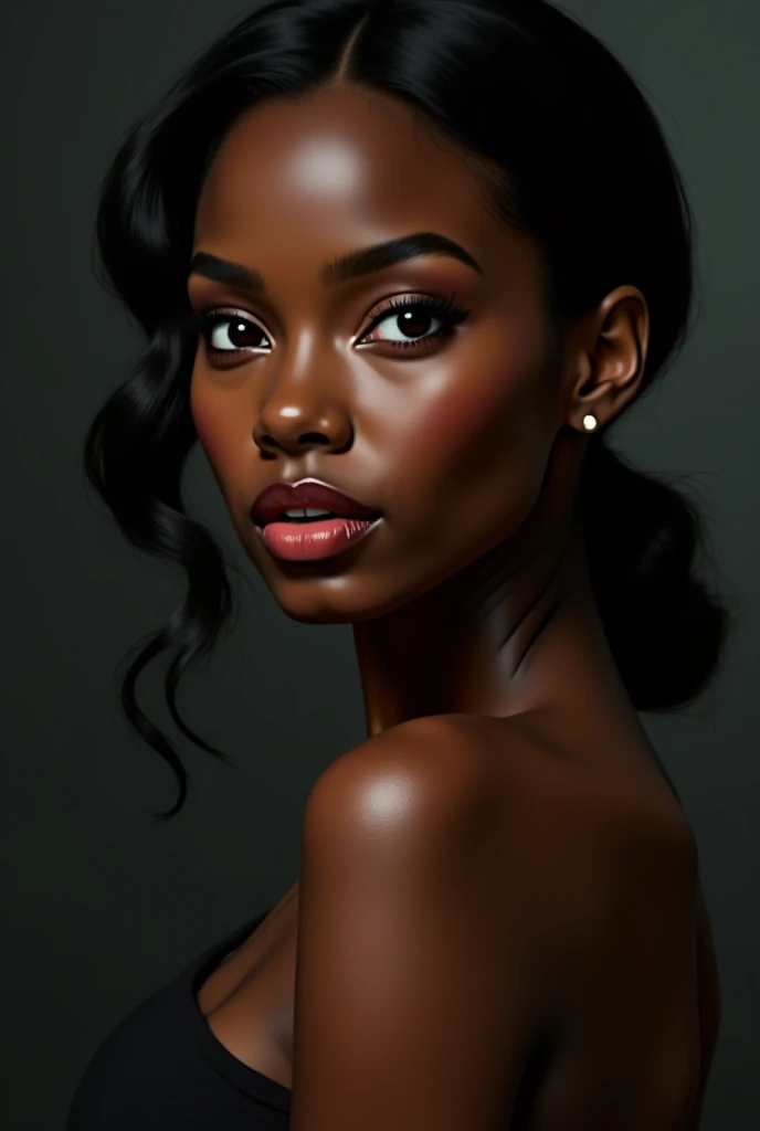 Beautiful black girl, student, holding book and pen, seductive, pose, cute,  low haircut, sexy pose, realistic, high esolution, detailed, black background 