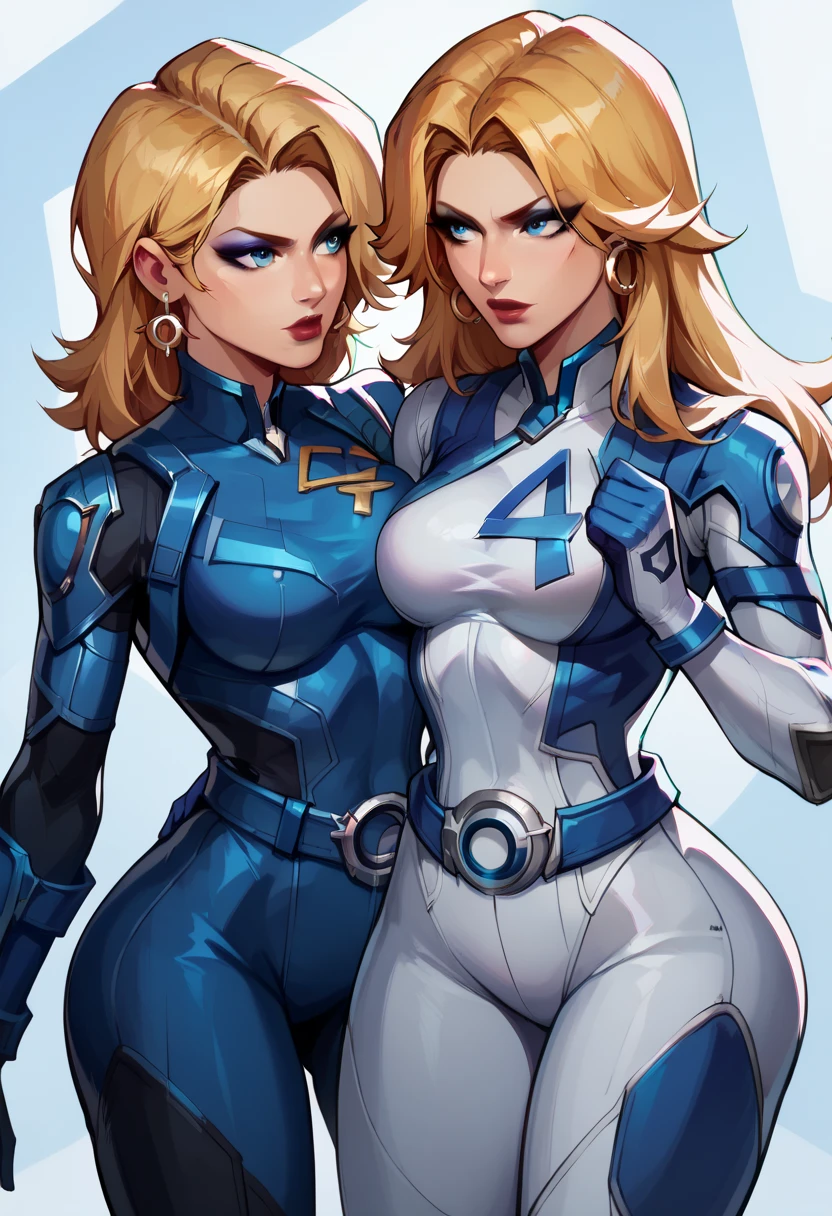 (masterpiece, best quality, high resolution,)a beautiful woman,((huge breasts)),,blonde hair tied in 2 curly pigtails,,blue eyes,,red lips, plug-in suit, full body red and black pilot suit ,smile, red interface headphones, ,((white background,)), ((full body standing)),
