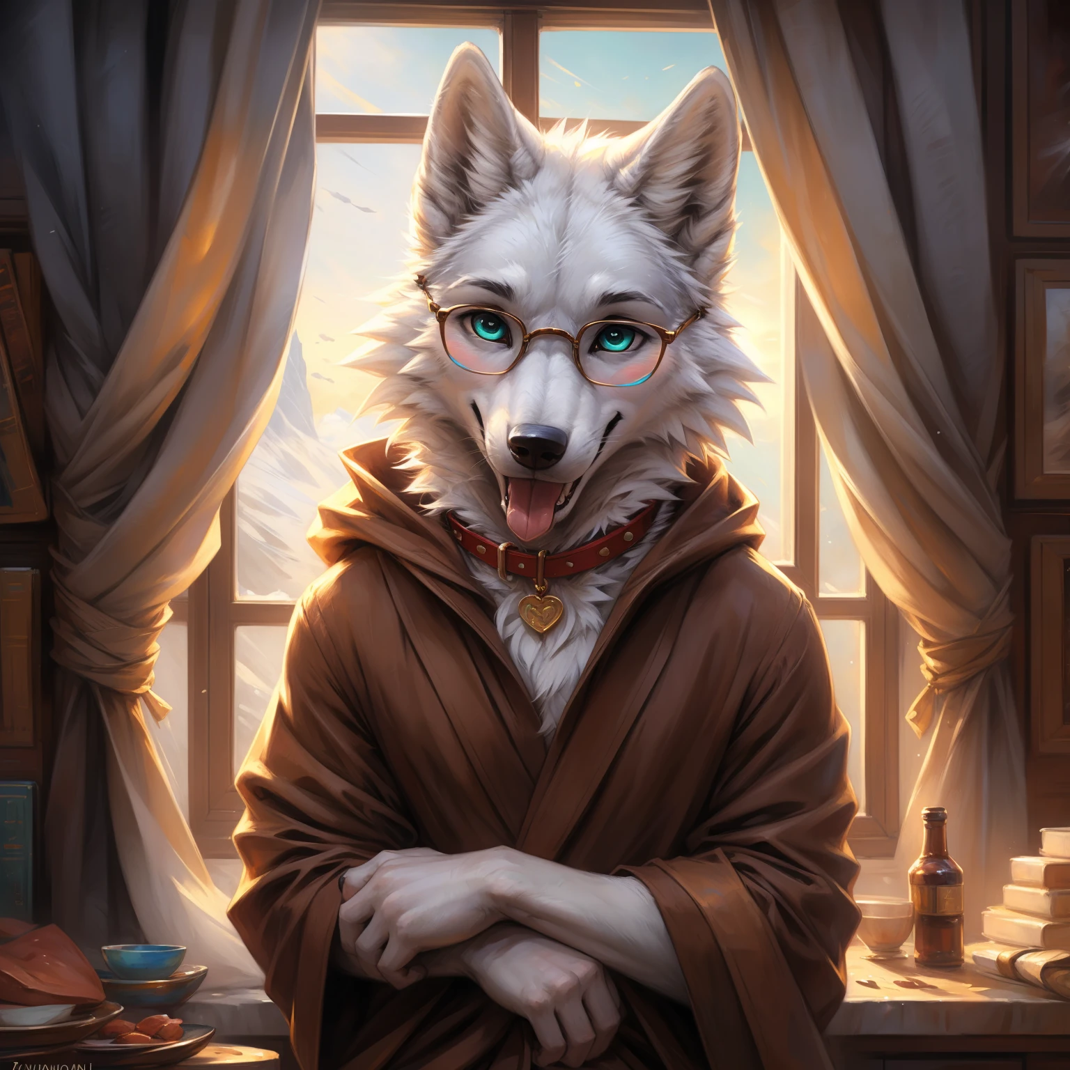 best quality, realism, photographic realism, award winning illustration, (intricate details: 1.2), (fine details), (Complicated details), (cinematic light, Meilleure qualité d&#39;lighting), ligne claire, concentration claire, par Ross Tran,par Ruanjia, Téléversé sur e621, Zaush, Foxovh, detailed hair, en pleine hauteur, Detail eyes, une fille, Une fille, fille renard, laine de renard, Zootopie, Zootopie, un renard anthropomorphe, Vulpin, seins de taille moyenne, yeux verts, cheveux rousse, queues de cheval coiffure, [(dressed in&#39;un sweat à capuche rose moderne ouvert)], assis à une table, Souriant, heureux, embarrassed. Detailed vagina, seins visible