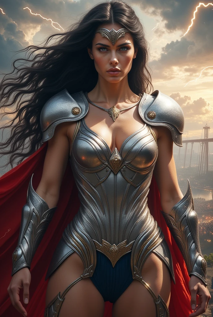 Female spartan warrior wearing intricate battle armored made out of Diamonds, (no bikini armor) armour pants, armour long sleeve top, with a spartan helmet, she's got one hand holding a beautiful extremely carved shield and she holds up her golden handle sword up in the air as she tells "charge!", dusty, shallow depth of field, cinematic light, soft light (RAW, analogue, Nikon Z 14mm ultra-wide angle lens, award-winning glamour photograph, ((best quality)), ((masterpiece)), ((realistic)), tessellation, ambient occlusion, ray-tracing, subsurface scattering, radiant light rays, high-res, detailed facial features, high detail, sharp focus, smooth, aesthetic, extremely detailed, (extremely detailed eyes, extremely detailed iris), extremely detailed hair, extremely detailed skin, extremely detailed clothes, octane render, photorealistic, realistic, post-processing, max detail, realistic shadows, roughness, natural skin texture, real life, ultra-realistic, photorealism, photography, 8k UHD, photography, hdr, intricate, elegant, highly detailed, sharp focus, stunning, beautiful, gorgeous), 8k, intricate, elegant, highly detailed, majestic, digital photography, (masterpiece, sidelighting, finely detailed beautiful eyes: 1.2), HDR, wide angle camera, full portrait, full body
