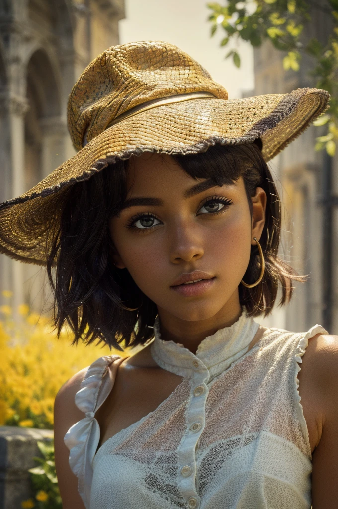 (best quality, masterpiece, colorful, highest detailed), (photorealistic:1.2), raw photo, upper body photo, fashion photography of cute photo of a beautiful, black skin, dark skin, African supermodel, 24 year old purple makeup, dawn, Venice, gondola, colorful dress, yellow&purple theme, Porta 160 color, shot on Leica T, sharp focus on subject, shot by Anne Geddes, (cinematic, purple and yellow:0.85), (vibrant color), (intricate details), (dynamic angle), exposure blend, bokeh, dim light, (hdr:1.4), high contrast, (muted colors, dim colors, soothing tones:1.3), low saturation, morbid