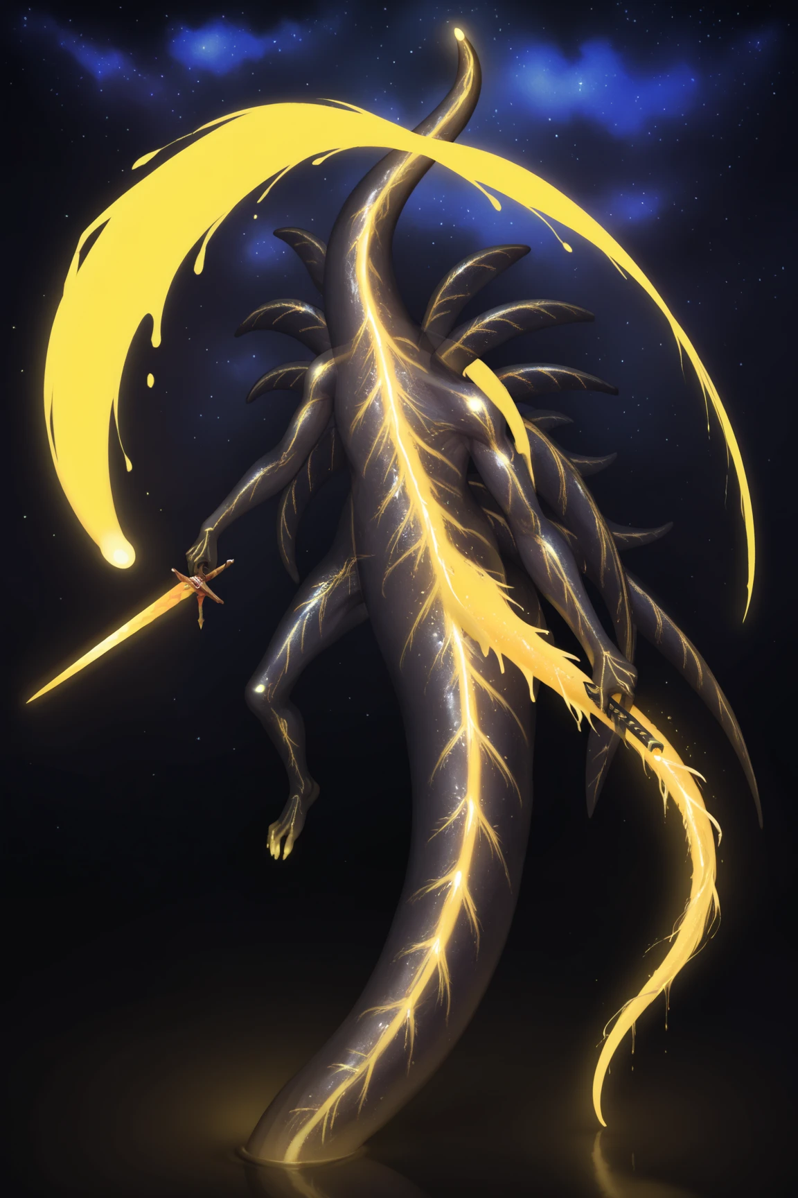 A simple mix of earth and lightening element monster , standing straight, small