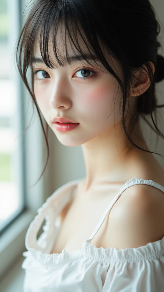 Ultra Detail, High resolution, ultra-detailliert, Best Quality, amazing, of the highest quality,Unified,Cinematic lighting, Stewardess,8K、RAW Photos、top-quality、​masterpiece:1.2)、(realisitic、Photorealsitic:1.37)、女の子1人、japanes、29yo、Female nipple、athletic field、natural soft light、photon maping、dark brown hair、详细的脸、Detailed lips、detailedeyes、Mole under left eye、More skin、二重まぶた、(Height 151cm,Weight 55kg,Bust: 87 cm(E-cup),cleavage of the breast、waist: 64 cm,Hip 89cm,)((White Running Bra Top、The shape of the white running shorts is clearly visible、(The shape of the pubic area is clearly visible)、shinny skin、Sit up、Open your crotch、sexypose、M-shaped legs、nailart(Fingers)、Make eye contact with the camera,Upper Body Up。