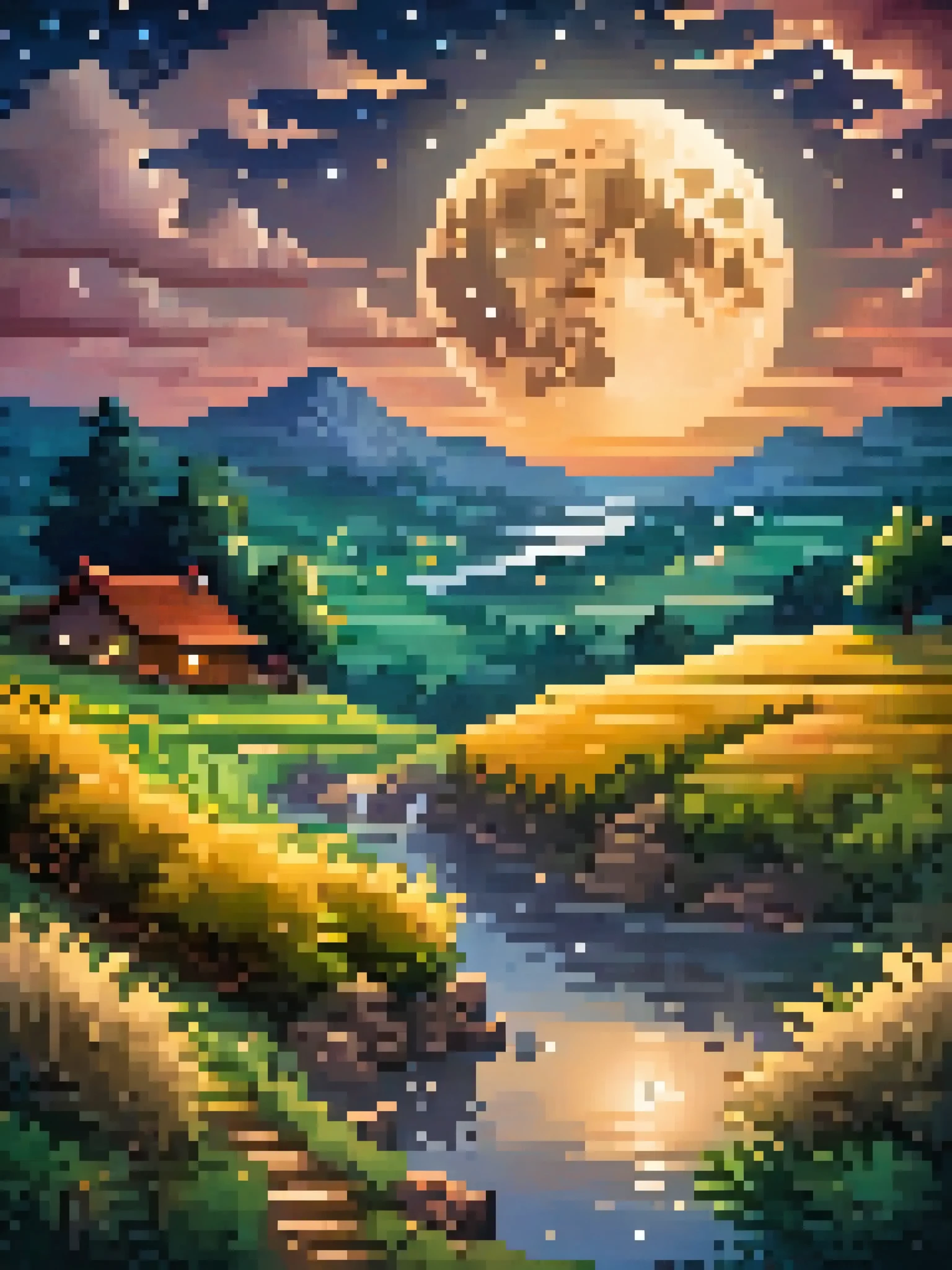  Starry Night ,  a bright moon , relaxing 