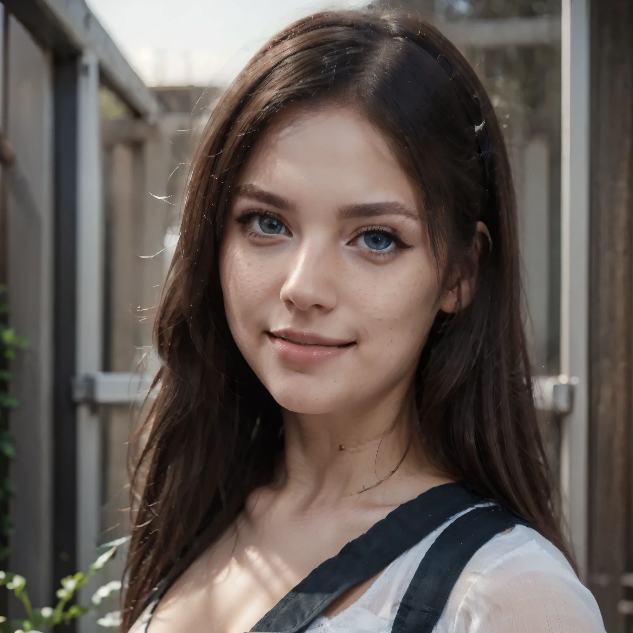 Red-haired woman 
Blue eyes
Curly hair 
Freckles
Blanca