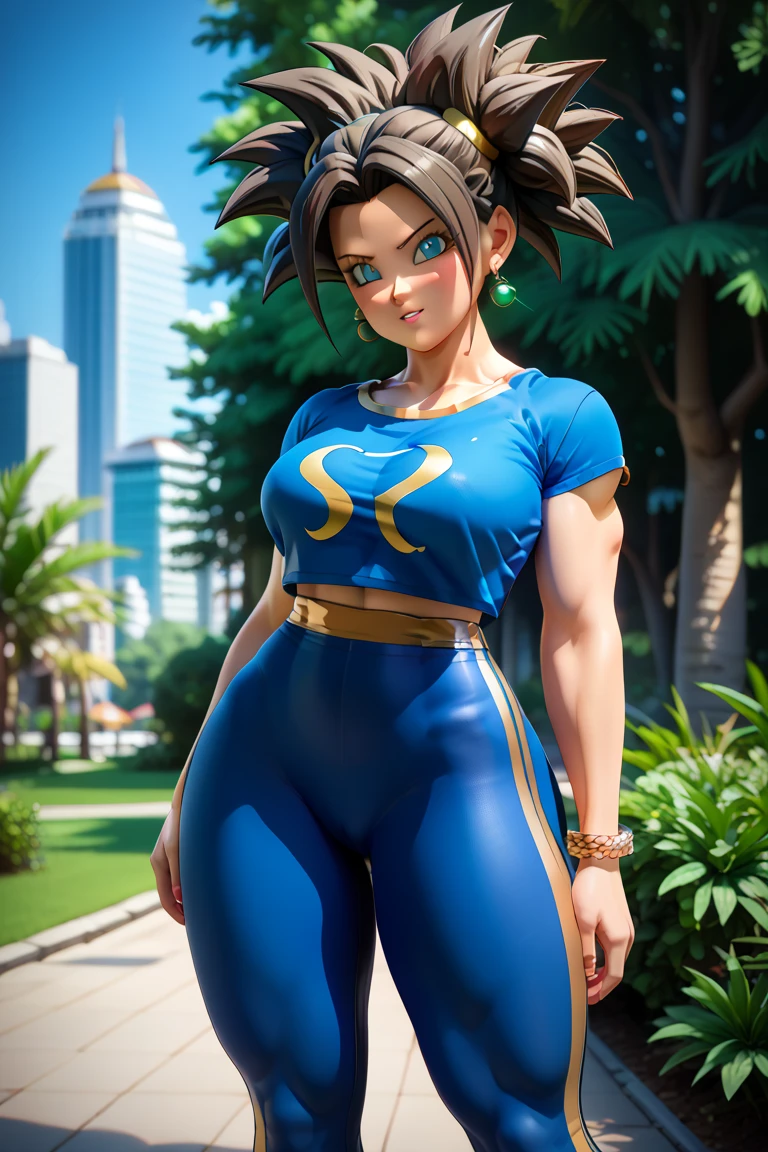 Obra maestra, un primer plano de una mujer con un top morado y pantalones morados, chica saiyajin, fubuki, anime estilo 3d, goku femenino, anime 3d realista, estilo anime realista 3d, anime muy detallado, anime rudo 8K, cuerpo perfecto sombreado realista, render fotorrealista de chica anime, [ arte digital 4k ]!!, grueso, chica anime seductora, caulifla de dragon ball super, detailed nipples