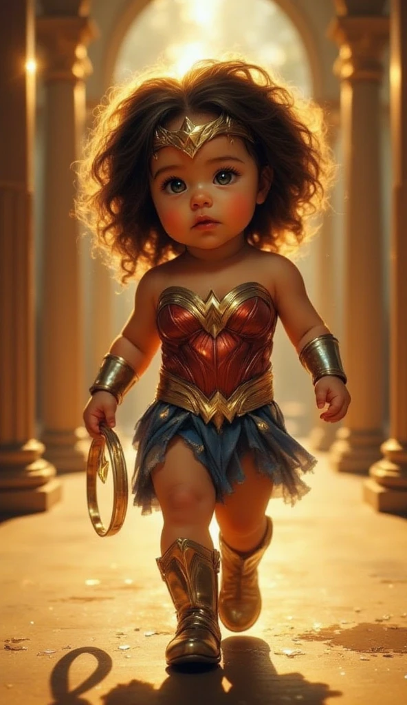 A (SmolOne:1.2), baby \Wonder Woman (dc comics)\, cinematic quality, dynamic lighting, octane render