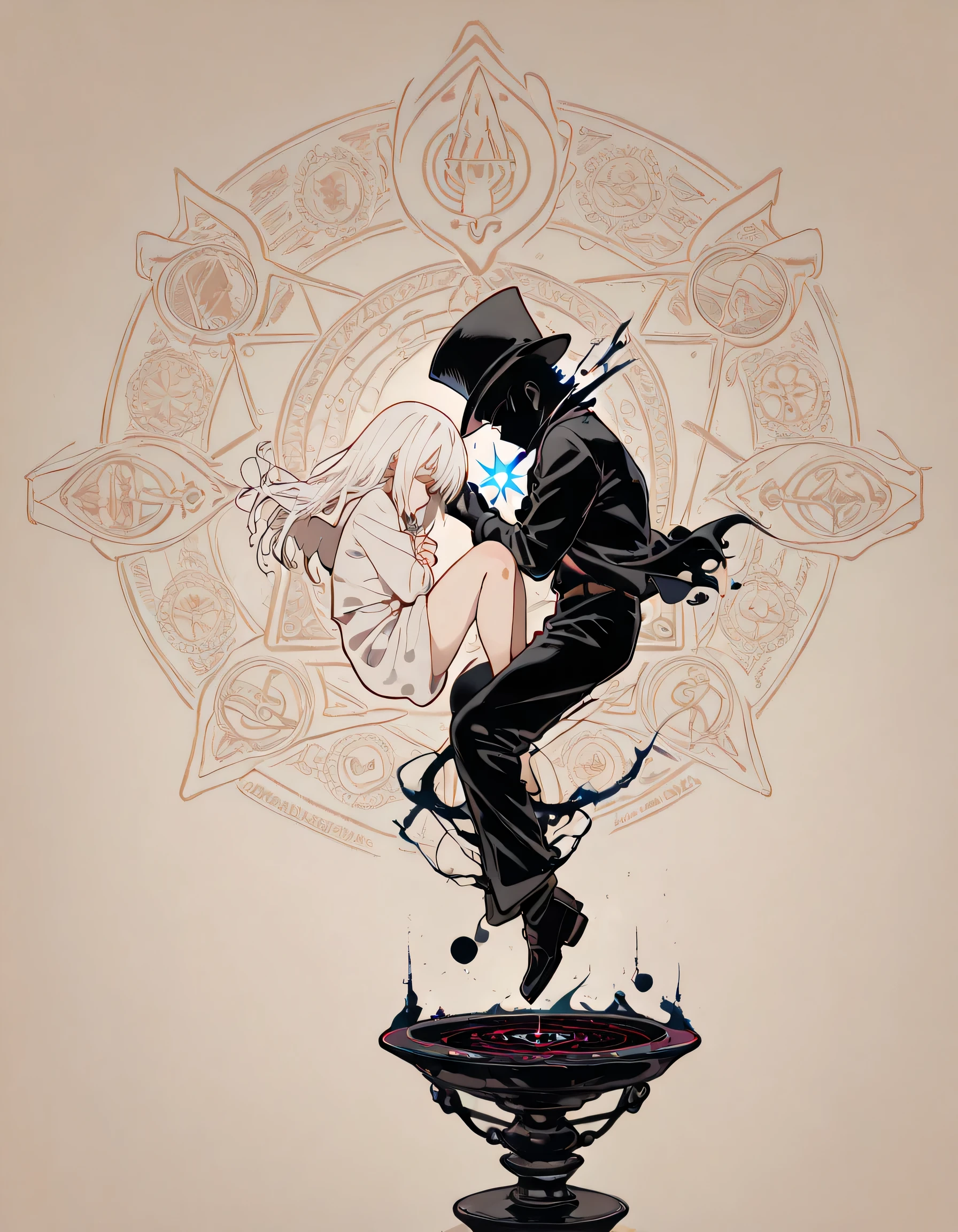 sideview,kaleidoscope,COLOR FLASH,Magician,Messenger of Darkness,chaos,disaster々Shii,SILENT JOURNEY,Lucius's Fetal Movement,Religious paintings,Concept Sharer,lineart, manga style,illustration,flat background,memorial shot,Nostalgic scene,(masterpiece), (best quality),( perfect body balance +),(perfect anatomia+),